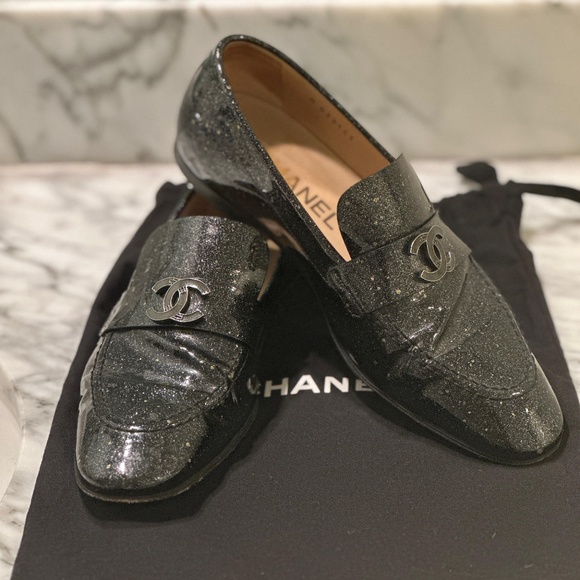 Chanel Glitter Patent Leather Loafers - Picture 1 of 4